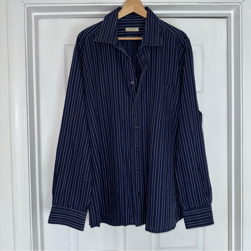Burberry Button Down Shirt XL Blue Stripe